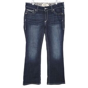 Ariat Real Denim Boot Cut Jeans Size 32S Dark Wash Lakeshore Rosy Whipstitch